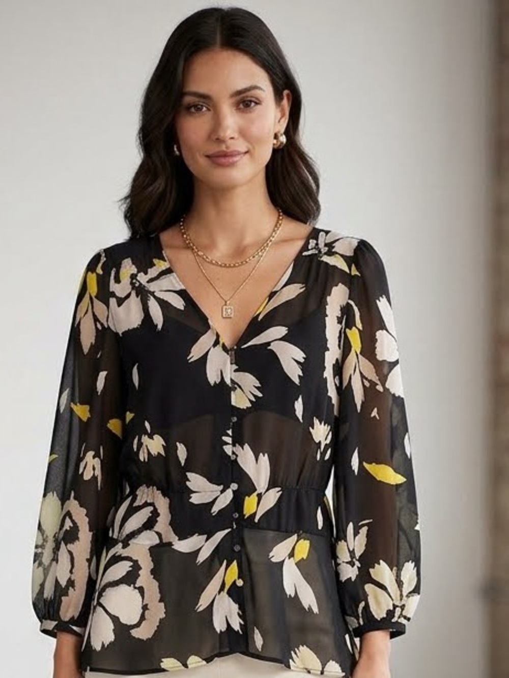 Inwear Florizza" V-Neck Blouse in "Painted Bloom"